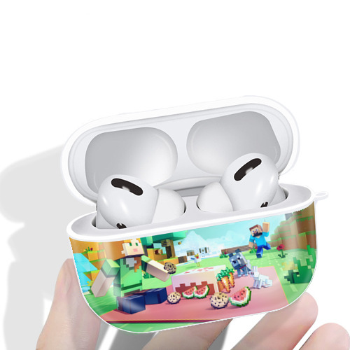 マインクラフト ブロックの世界 Minecraft MC Block world 【AirPods Pro用】ハードシェル保護ケース 耐衝撃・防指紋・カラビナ付き商品仕様