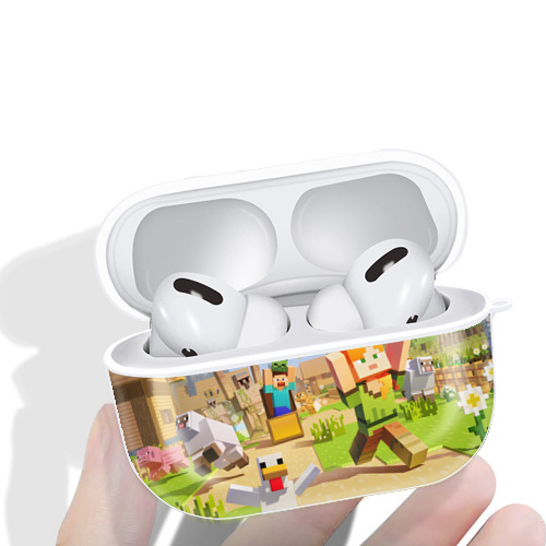 マインクラフト ブロックの世界 Minecraft MC Block world 【AirPods Pro用】ハードシェル保護ケース 耐衝撃・防指紋・カラビナ付き商品仕様