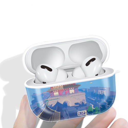 マインクラフト ブロックの世界 Minecraft MC Block world 【AirPods Pro用】ハードシェル保護ケース 耐衝撃・防指紋・カラビナ付き商品仕様