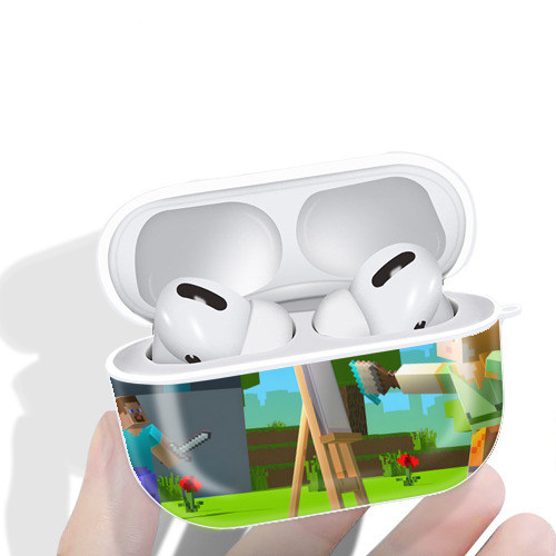 マインクラフト ブロックの世界 Minecraft MC Block world 【AirPods Pro用】ハードシェル保護ケース 耐衝撃・防指紋・カラビナ付き商品仕様