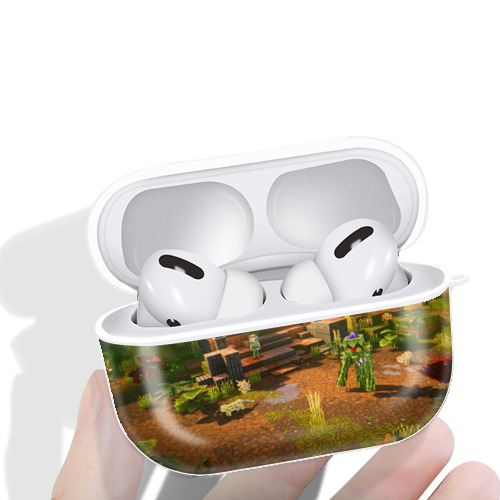 マインクラフト ブロックの世界 Minecraft MC Block world 【AirPods Pro用】ハードシェル保護ケース 耐衝撃・防指紋・カラビナ付き商品仕様