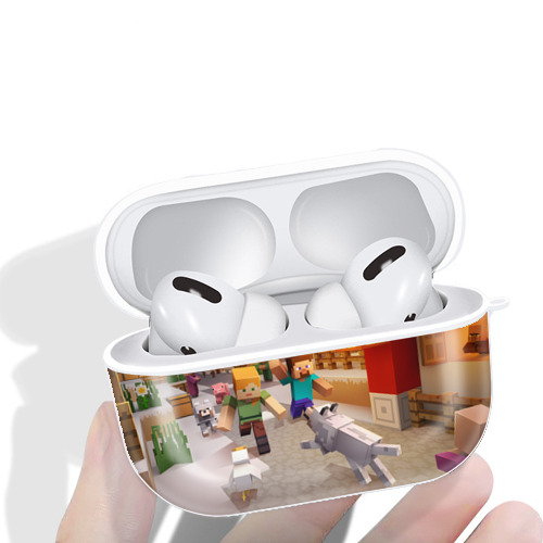 マインクラフト ブロックの世界 Minecraft MC Block world 【AirPods Pro用】ハードシェル保護ケース 耐衝撃・防指紋・カラビナ付き商品仕様