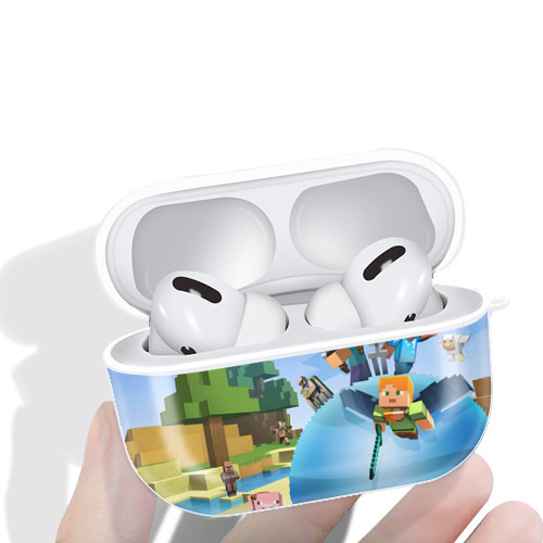 マインクラフト ブロックの世界 Minecraft MC Block world 【AirPods Pro用】ハードシェル保護ケース 耐衝撃・防指紋・カラビナ付き商品仕様