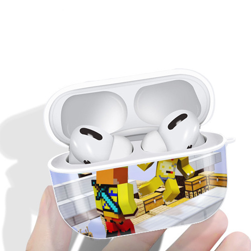 マインクラフト ブロックの世界 Minecraft MC Block world 【AirPods Pro用】ハードシェル保護ケース 耐衝撃・防指紋・カラビナ付き商品仕様