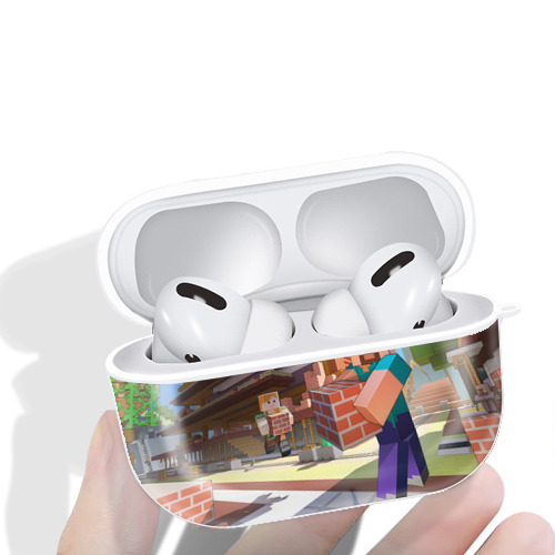 マインクラフト ブロックの世界 Minecraft MC Block world 【AirPods Pro用】ハードシェル保護ケース 耐衝撃・防指紋・カラビナ付き商品仕様