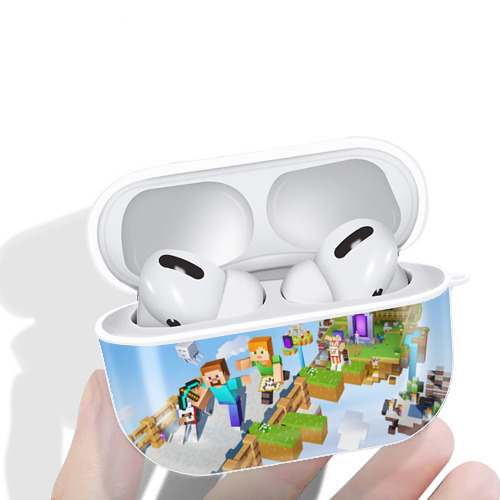 マインクラフト ブロックの世界 Minecraft MC Block world 【AirPods Pro用】ハードシェル保護ケース 耐衝撃・防指紋・カラビナ付き商品仕様
