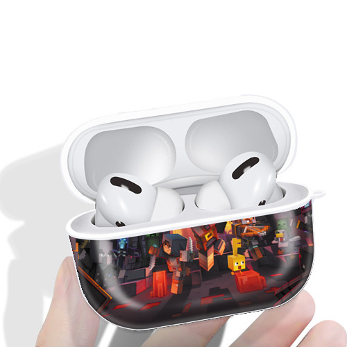 マインクラフト ブロックの世界 Minecraft MC Block world 【AirPods Pro用】ハードシェル保護ケース 耐衝撃・防指紋・カラビナ付き商品仕様