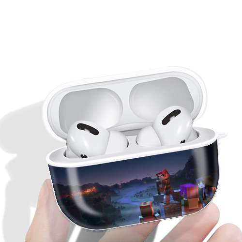 マインクラフト ブロックの世界 Minecraft MC Block world 【AirPods Pro用】ハードシェル保護ケース 耐衝撃・防指紋・カラビナ付き商品仕様