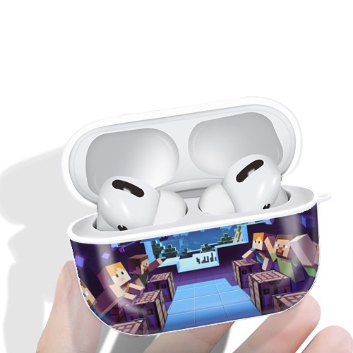 マインクラフト ブロックの世界 Minecraft MC Block world 【AirPods Pro用】ハードシェル保護ケース 耐衝撃・防指紋・カラビナ付き商品仕様