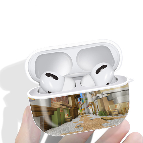 マインクラフト ブロックの世界 Minecraft MC Block world 【AirPods Pro用】ハードシェル保護ケース 耐衝撃・防指紋・カラビナ付き商品仕様