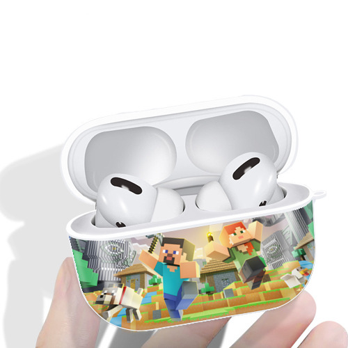 マインクラフト ブロックの世界 Minecraft MC Block world 【AirPods Pro用】ハードシェル保護ケース 耐衝撃・防指紋・カラビナ付き商品仕様