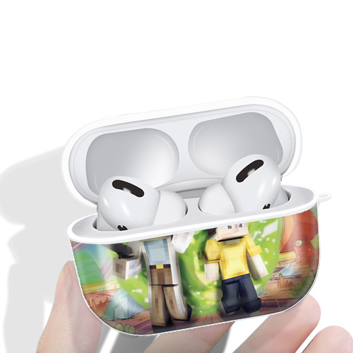 マインクラフト ブロックの世界 Minecraft MC Block world 【AirPods Pro用】ハードシェル保護ケース 耐衝撃・防指紋・カラビナ付き商品仕様