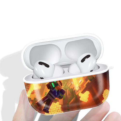 マインクラフト ブロックの世界 Minecraft MC Block world 【AirPods Pro用】ハードシェル保護ケース 耐衝撃・防指紋・カラビナ付き商品仕様