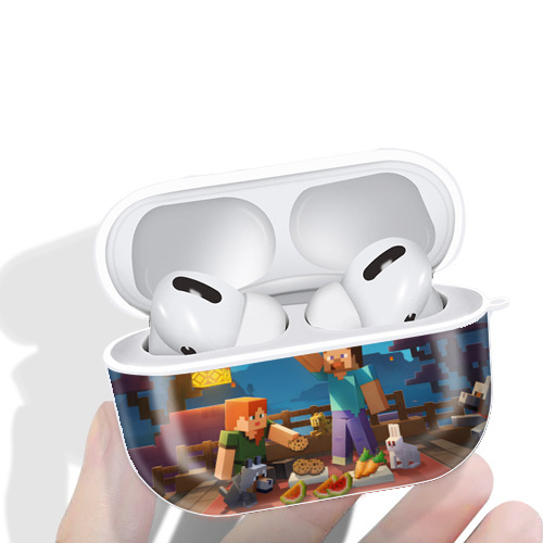 マインクラフト ブロックの世界 Minecraft MC Block world 【AirPods Pro用】ハードシェル保護ケース 耐衝撃・防指紋・カラビナ付き商品仕様
