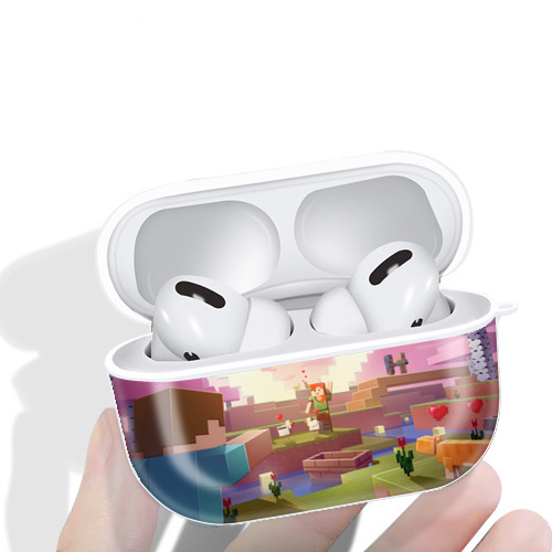 マインクラフト ブロックの世界 Minecraft MC Block world 【AirPods Pro用】ハードシェル保護ケース 耐衝撃・防指紋・カラビナ付き商品仕様