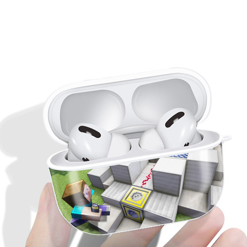 マインクラフト ブロックの世界 Minecraft MC Block world 【AirPods Pro用】ハードシェル保護ケース 耐衝撃・防指紋・カラビナ付き商品仕様