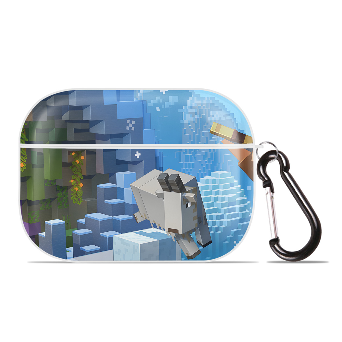 （画像用） マインクラフト ブロックの世界 Minecraft MC Block world 【AirPods Pro用】ハードシェル保護ケース 耐衝撃・防指紋・カラビナ付き商品仕様