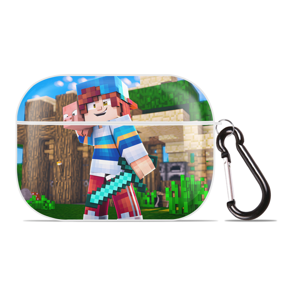 （画像用） マインクラフト ブロックの世界 Minecraft MC Block world 【AirPods Pro用】ハードシェル保護ケース 耐衝撃・防指紋・カラビナ付き商品仕様