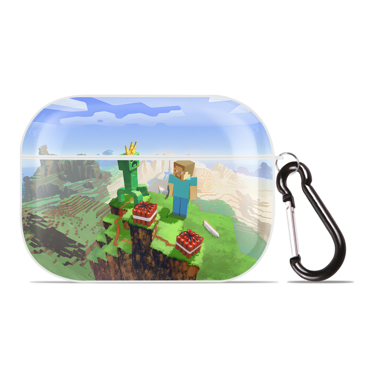 （画像用） マインクラフト ブロックの世界 Minecraft MC Block world 【AirPods Pro用】ハードシェル保護ケース 耐衝撃・防指紋・カラビナ付き商品仕様