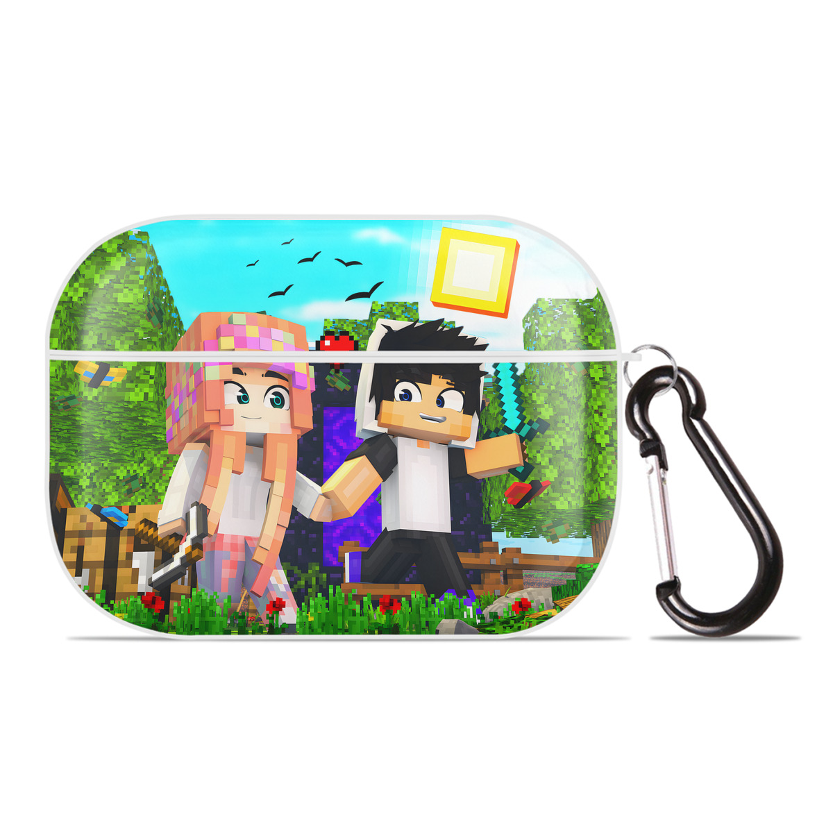 （画像用） マインクラフト ブロックの世界 Minecraft MC Block world 【AirPods Pro用】ハードシェル保護ケース 耐衝撃・防指紋・カラビナ付き商品仕様