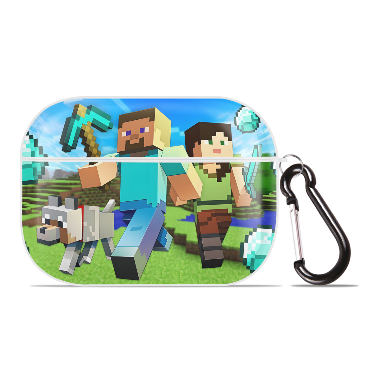 （画像用） マインクラフト ブロックの世界 Minecraft MC Block world 【AirPods Pro用】ハードシェル保護ケース 耐衝撃・防指紋・カラビナ付き商品仕様