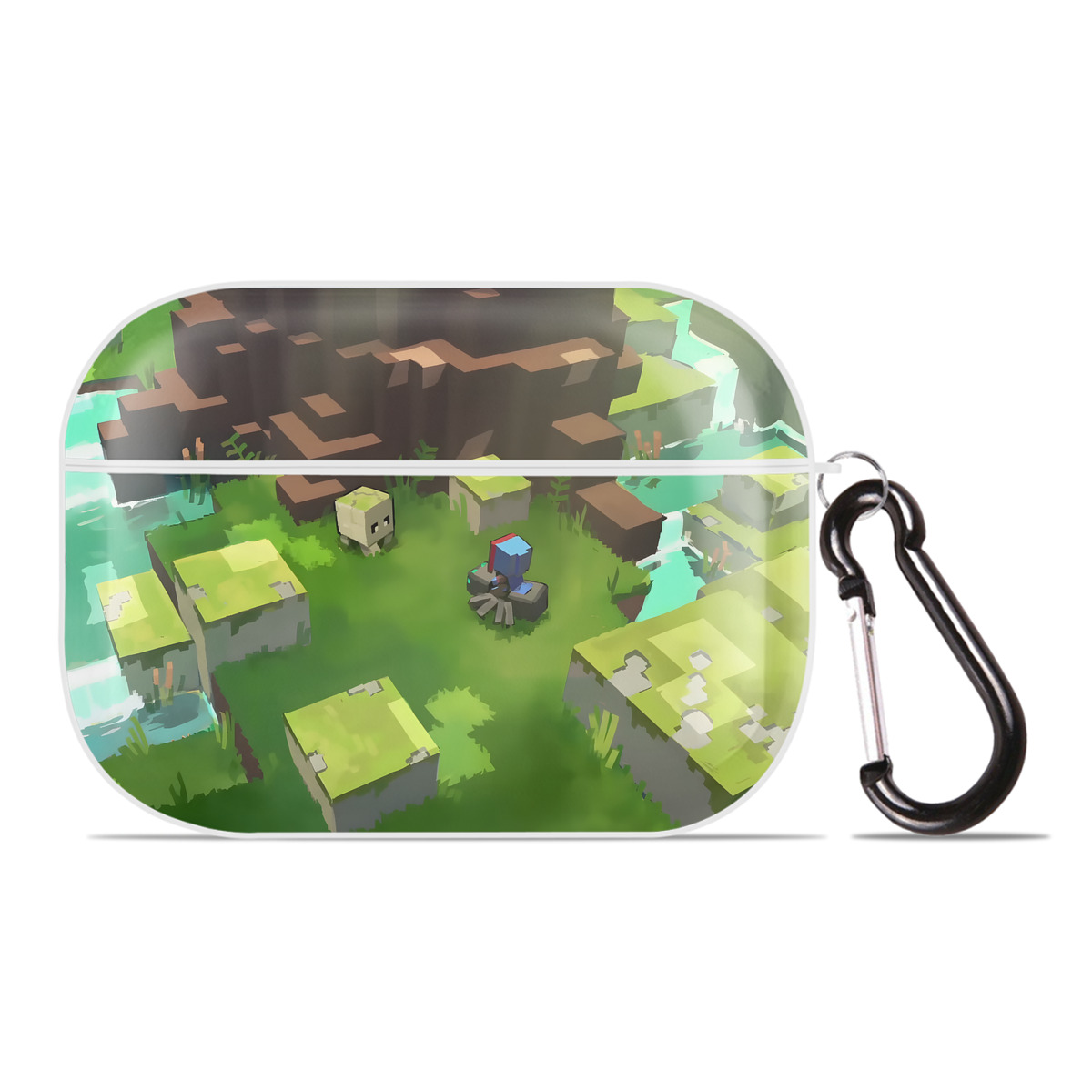 （画像用） マインクラフト ブロックの世界 Minecraft MC Block world 【AirPods Pro用】ハードシェル保護ケース 耐衝撃・防指紋・カラビナ付き商品仕様