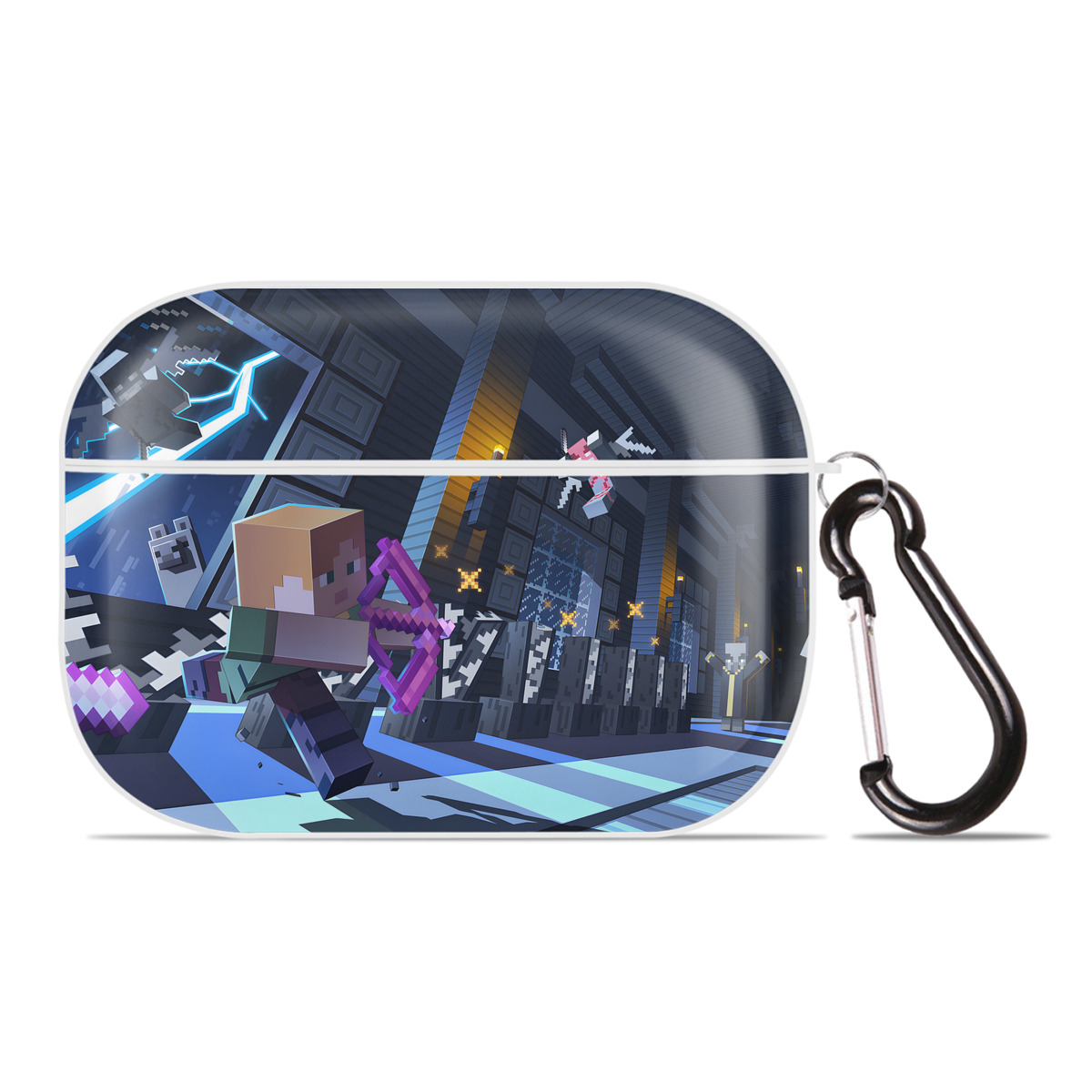 （画像用） マインクラフト ブロックの世界 Minecraft MC Block world 【AirPods Pro用】ハードシェル保護ケース 耐衝撃・防指紋・カラビナ付き商品仕様