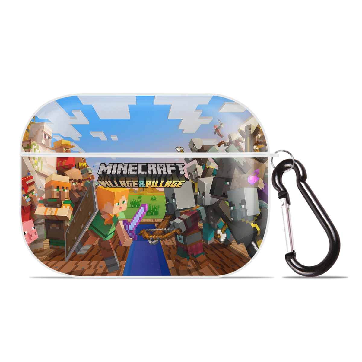 （画像用） マインクラフト ブロックの世界 Minecraft MC Block world 【AirPods Pro用】ハードシェル保護ケース 耐衝撃・防指紋・カラビナ付き商品仕様