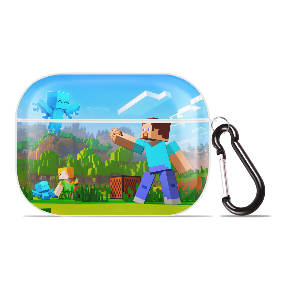 （画像用） マインクラフト ブロックの世界 Minecraft MC Block world 【AirPods Pro用】ハードシェル保護ケース 耐衝撃・防指紋・カラビナ付き商品仕様