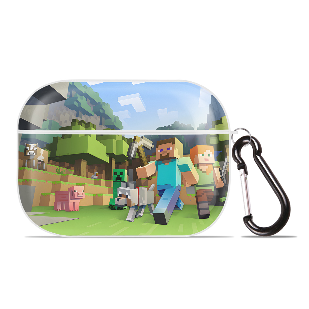 （画像用） マインクラフト ブロックの世界 Minecraft MC Block world 【AirPods Pro用】ハードシェル保護ケース 耐衝撃・防指紋・カラビナ付き商品仕様