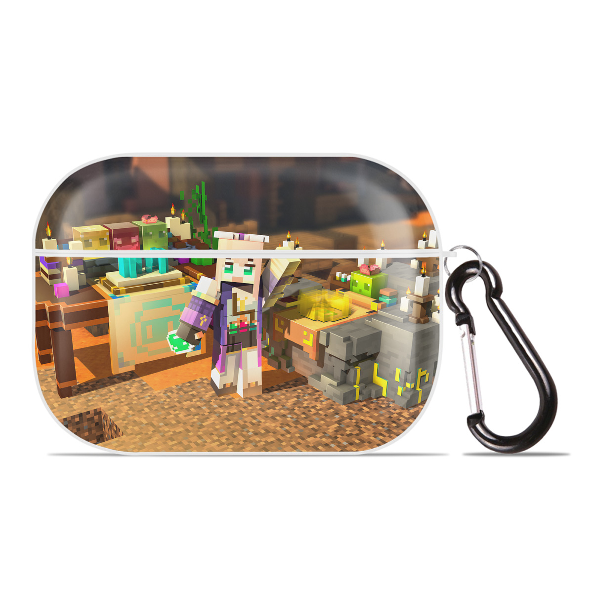 （画像用） マインクラフト ブロックの世界 Minecraft MC Block world 【AirPods Pro用】ハードシェル保護ケース 耐衝撃・防指紋・カラビナ付き商品仕様