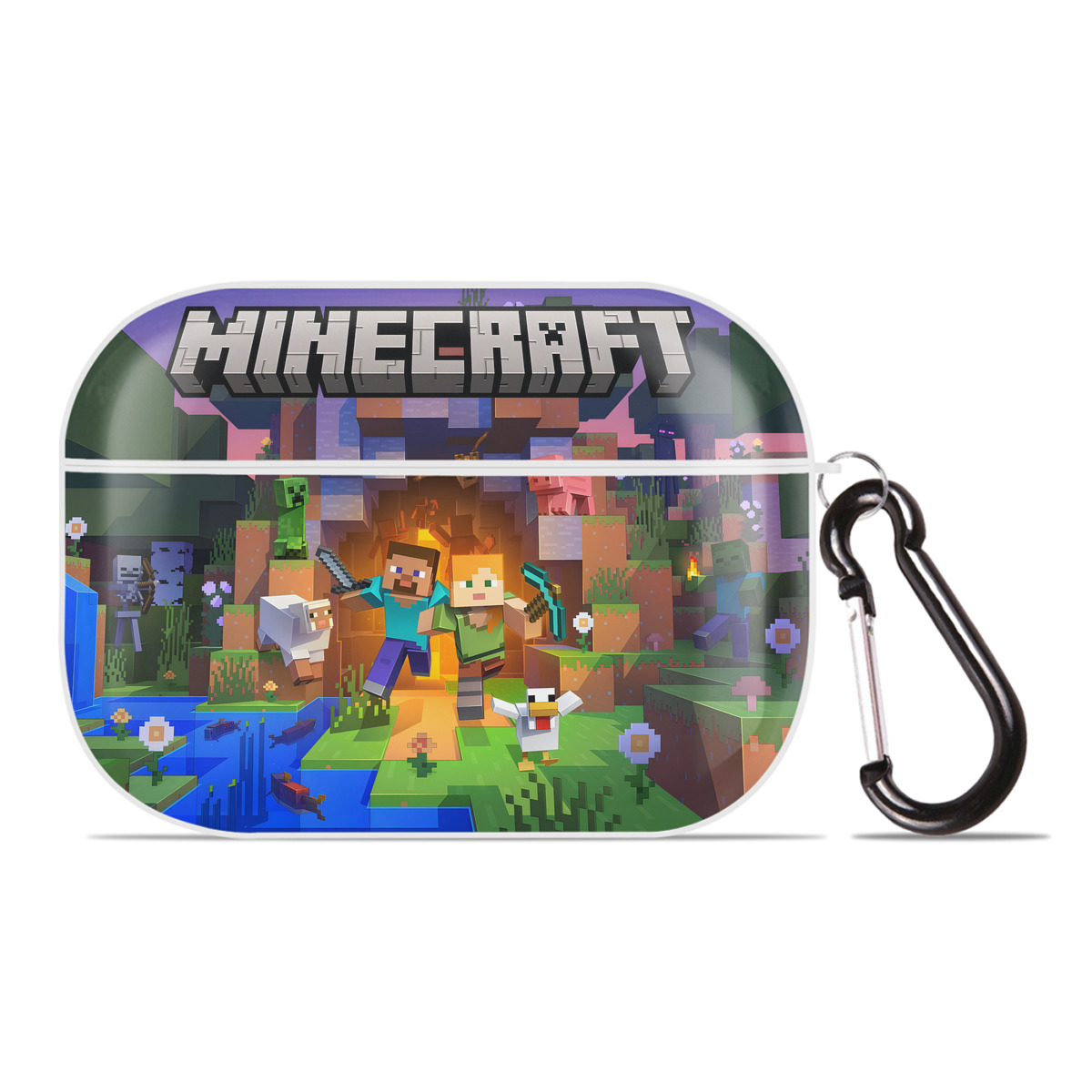 （画像用） マインクラフト ブロックの世界 Minecraft MC Block world 【AirPods Pro用】ハードシェル保護ケース 耐衝撃・防指紋・カラビナ付き商品仕様