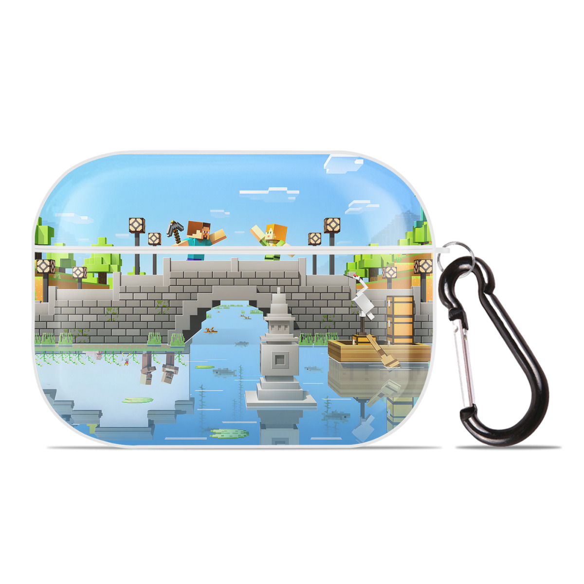 （画像用） マインクラフト ブロックの世界 Minecraft MC Block world 【AirPods Pro用】ハードシェル保護ケース 耐衝撃・防指紋・カラビナ付き商品仕様
