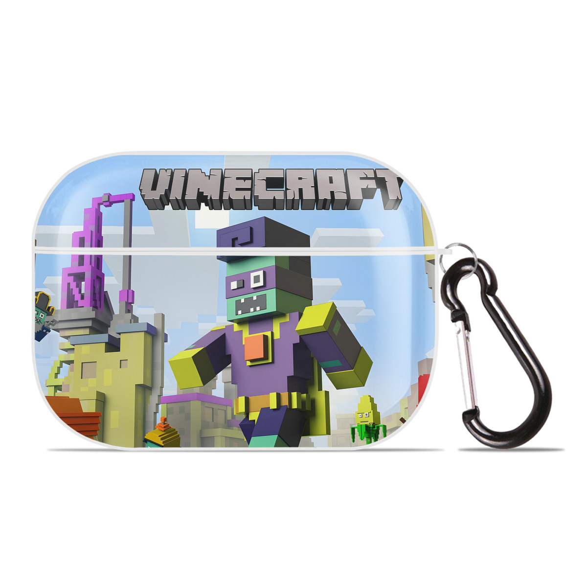 （画像用） マインクラフト ブロックの世界 Minecraft MC Block world 【AirPods Pro用】ハードシェル保護ケース 耐衝撃・防指紋・カラビナ付き商品仕様
