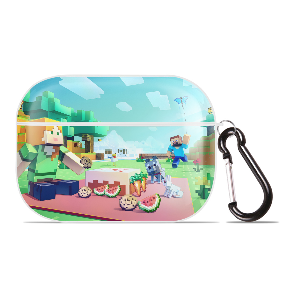 （画像用） マインクラフト ブロックの世界 Minecraft MC Block world 【AirPods Pro用】ハードシェル保護ケース 耐衝撃・防指紋・カラビナ付き商品仕様