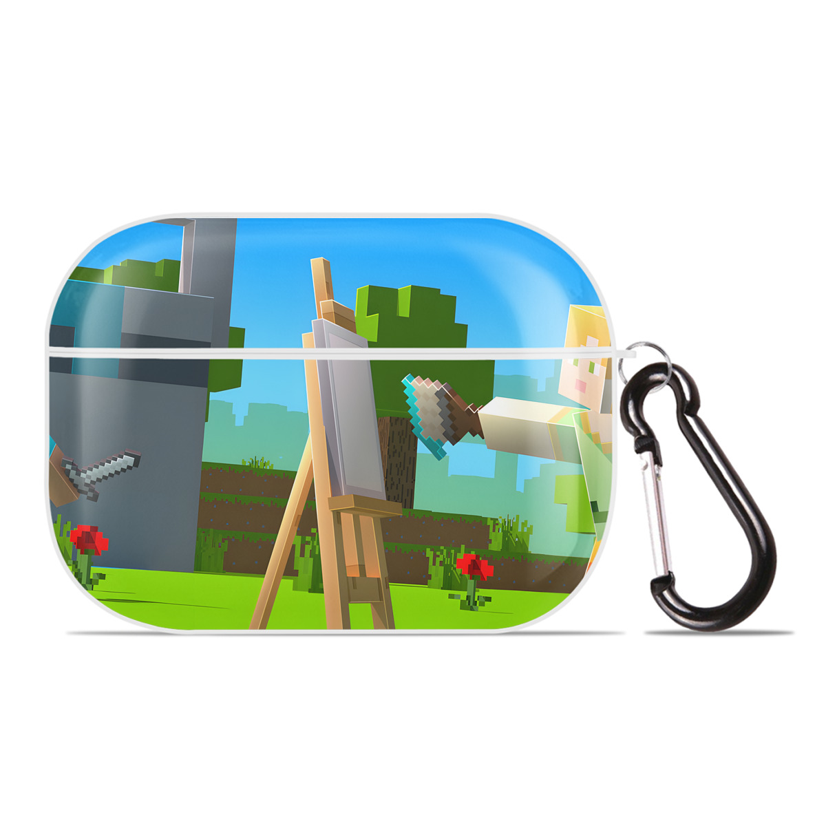 （画像用） マインクラフト ブロックの世界 Minecraft MC Block world 【AirPods Pro用】ハードシェル保護ケース 耐衝撃・防指紋・カラビナ付き商品仕様