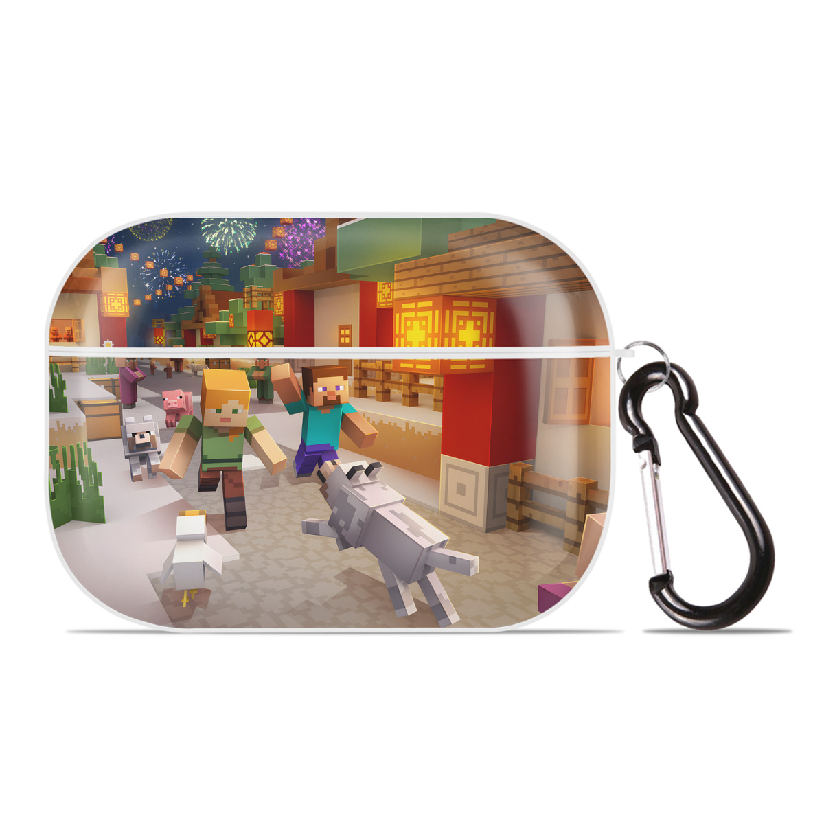 （画像用） マインクラフト ブロックの世界 Minecraft MC Block world 【AirPods Pro用】ハードシェル保護ケース 耐衝撃・防指紋・カラビナ付き商品仕様
