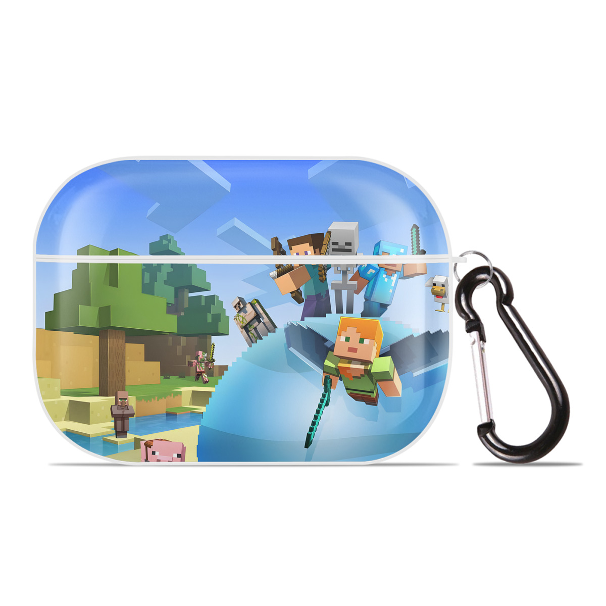 （画像用） マインクラフト ブロックの世界 Minecraft MC Block world 【AirPods Pro用】ハードシェル保護ケース 耐衝撃・防指紋・カラビナ付き商品仕様