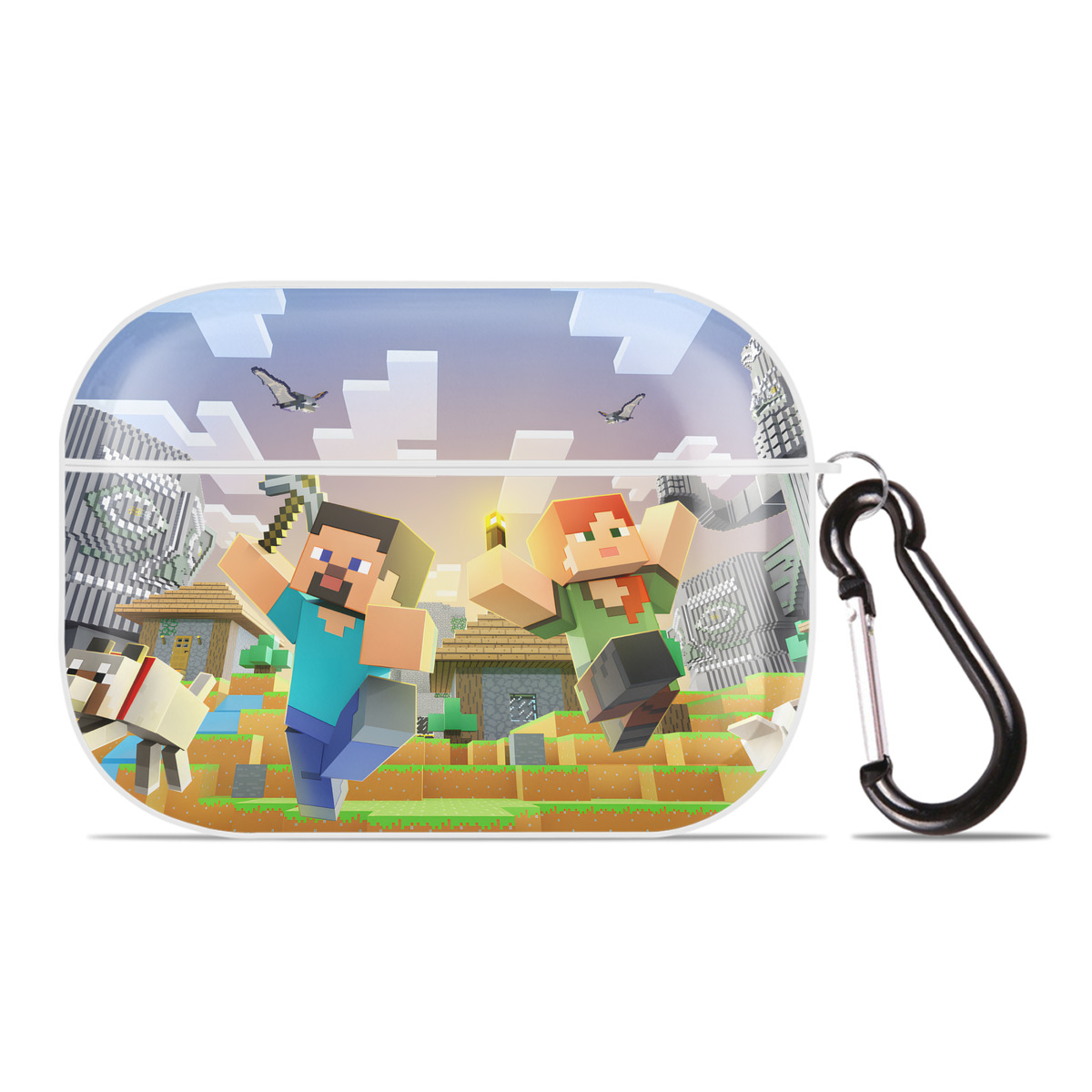 （画像用） マインクラフト ブロックの世界 Minecraft MC Block world 【AirPods Pro用】ハードシェル保護ケース 耐衝撃・防指紋・カラビナ付き商品仕様