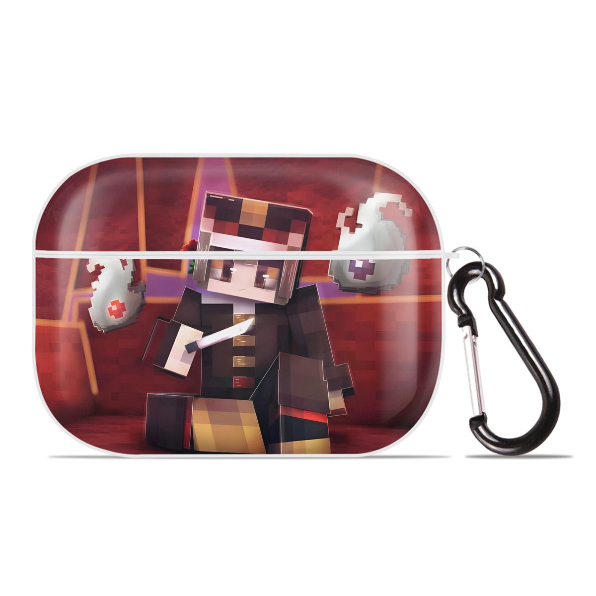 （画像用） マインクラフト ブロックの世界 Minecraft MC Block world 【AirPods Pro用】ハードシェル保護ケース 耐衝撃・防指紋・カラビナ付き商品仕様
