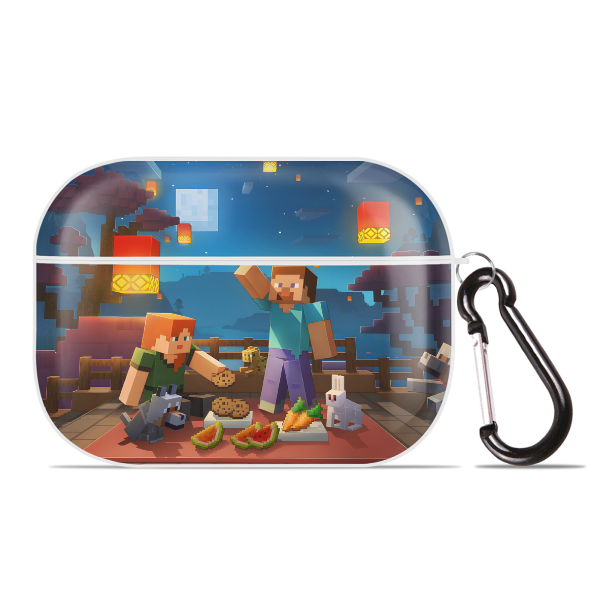（画像用） マインクラフト ブロックの世界 Minecraft MC Block world 【AirPods Pro用】ハードシェル保護ケース 耐衝撃・防指紋・カラビナ付き商品仕様