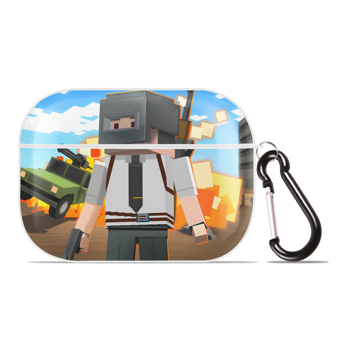（画像用） マインクラフト ブロックの世界 Minecraft MC Block world 【AirPods Pro用】ハードシェル保護ケース 耐衝撃・防指紋・カラビナ付き商品仕様