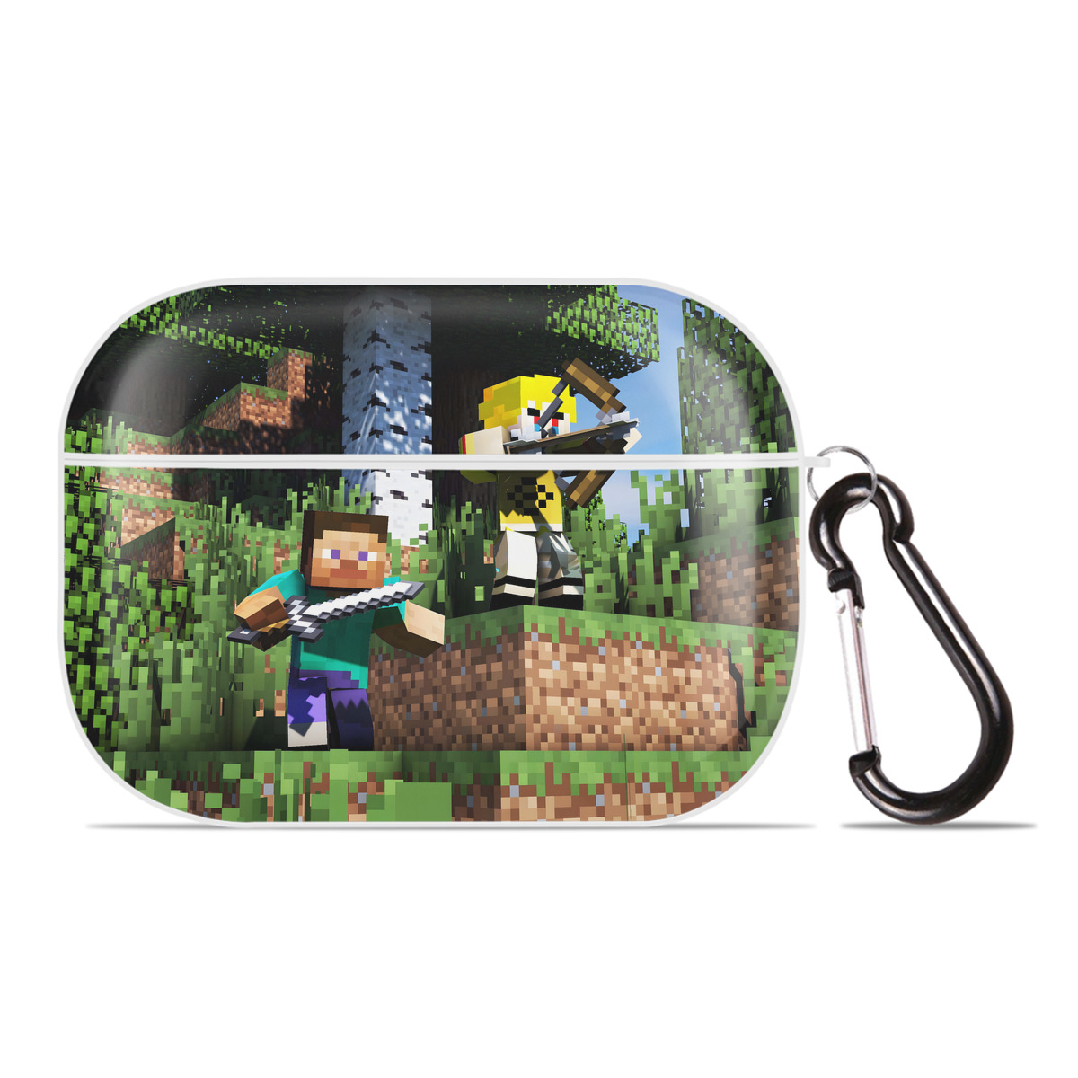 （画像用） マインクラフト ブロックの世界 Minecraft MC Block world 【AirPods Pro用】ハードシェル保護ケース 耐衝撃・防指紋・カラビナ付き商品仕様