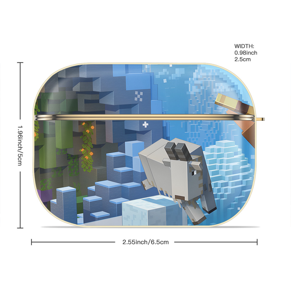 マインクラフト ブロックの世界 Minecraft MC Block world 【AirPods Pro用】ハードシェル保護ケース｜耐衝撃・防指紋・カラビナ付き商品仕様
