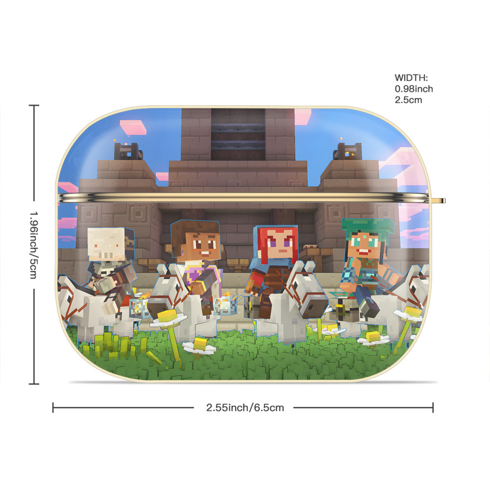 マインクラフト ブロックの世界 Minecraft MC Block world 【AirPods Pro用】ハードシェル保護ケース｜耐衝撃・防指紋・カラビナ付き商品仕様