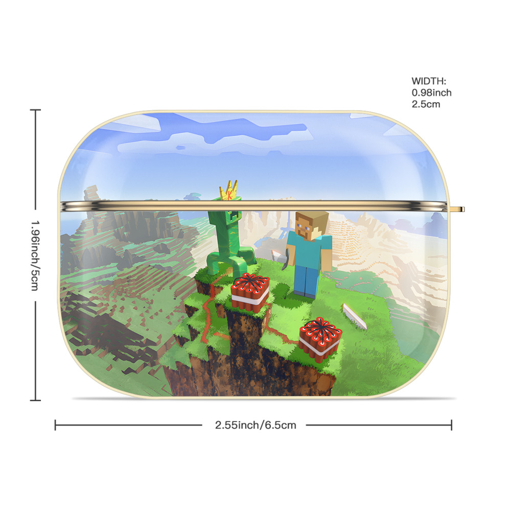 マインクラフト ブロックの世界 Minecraft MC Block world 【AirPods Pro用】ハードシェル保護ケース｜耐衝撃・防指紋・カラビナ付き商品仕様