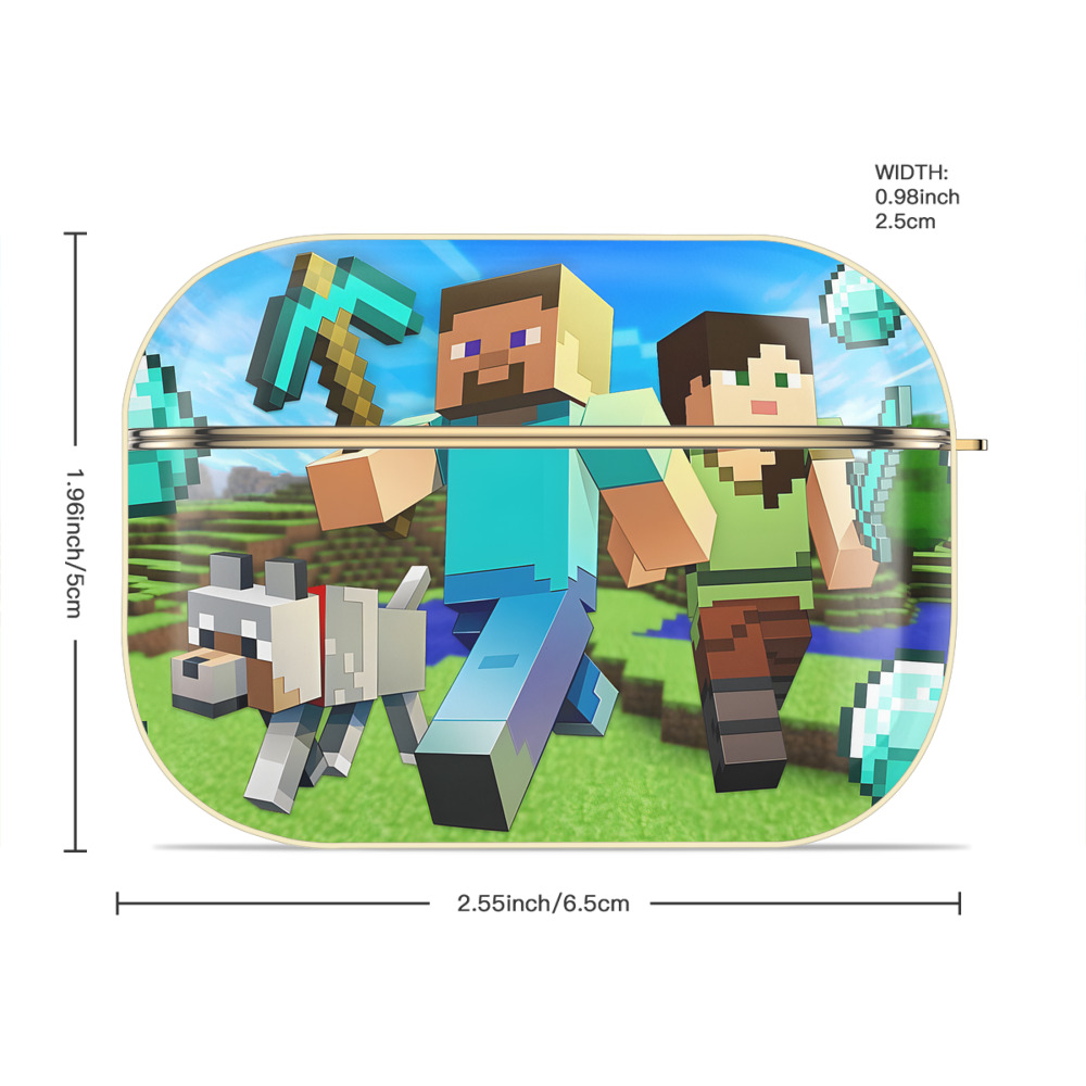 マインクラフト ブロックの世界 Minecraft MC Block world 【AirPods Pro用】ハードシェル保護ケース｜耐衝撃・防指紋・カラビナ付き商品仕様