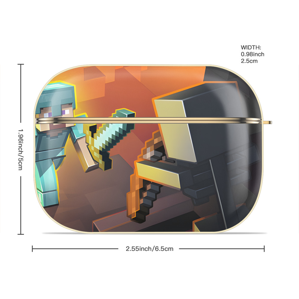 マインクラフト ブロックの世界 Minecraft MC Block world 【AirPods Pro用】ハードシェル保護ケース｜耐衝撃・防指紋・カラビナ付き商品仕様