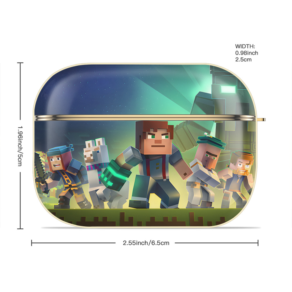マインクラフト ブロックの世界 Minecraft MC Block world 【AirPods Pro用】ハードシェル保護ケース｜耐衝撃・防指紋・カラビナ付き商品仕様