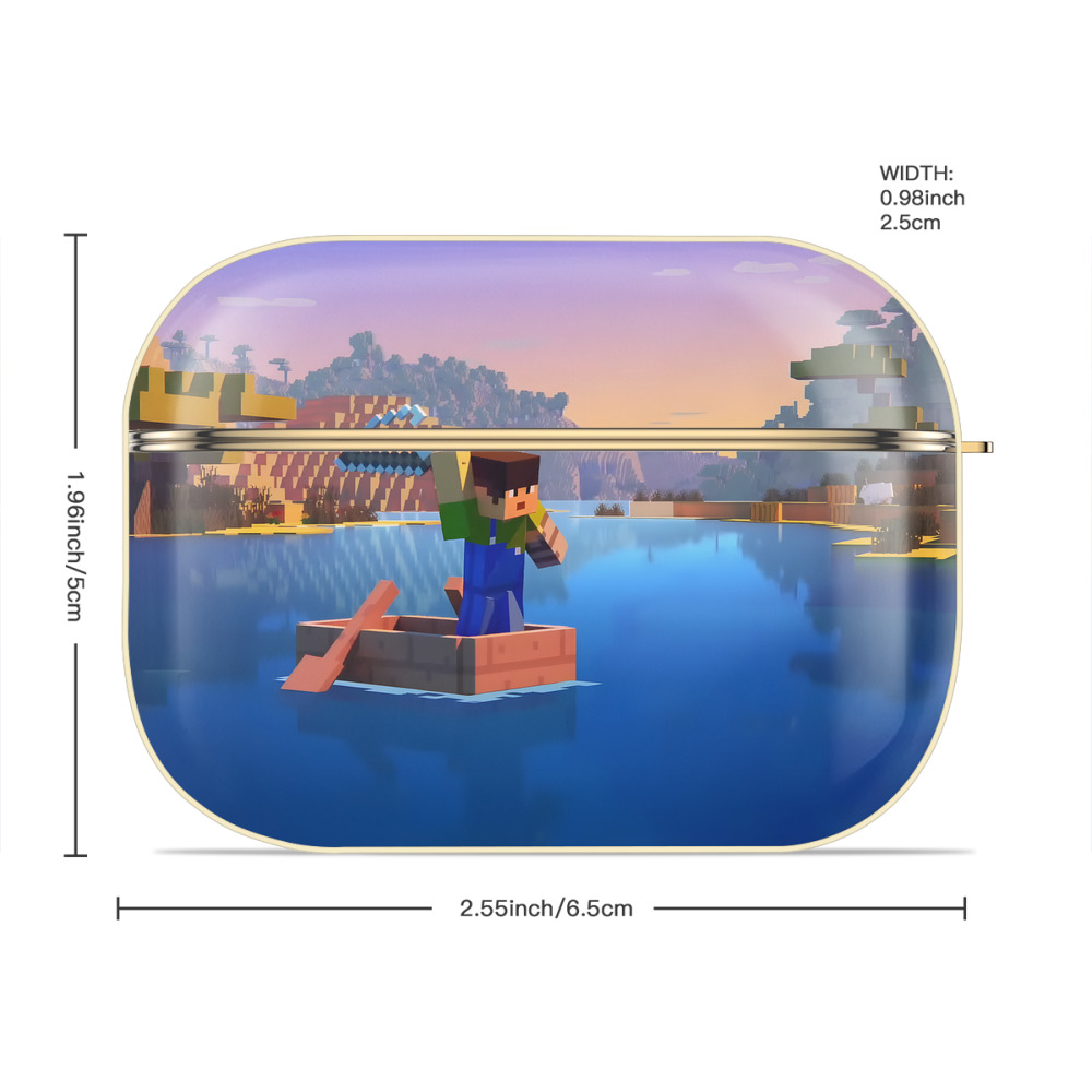 マインクラフト ブロックの世界 Minecraft MC Block world 【AirPods Pro用】ハードシェル保護ケース｜耐衝撃・防指紋・カラビナ付き商品仕様